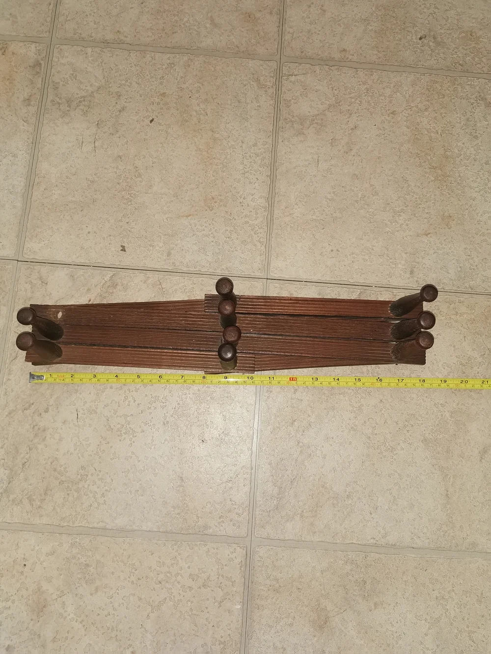 Antique Wooden Accordion Wall Rack Expandable 10 Peg Hat Coats Hook Walnut (Read